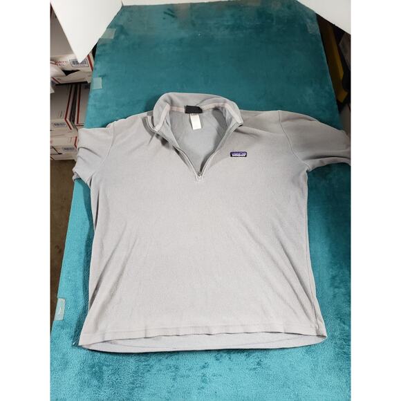 Patagonia Synchilla Sweater Fleece Size Medium Mens Gray 1/4 Zip Logo Warm - Picture 2 of 8